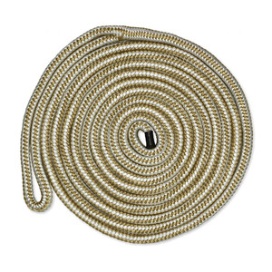 Martyr Anodes Boat Dock Line | Premium Cordage | Double Braided Nylon | UV Resistant 15ft - White Gold
