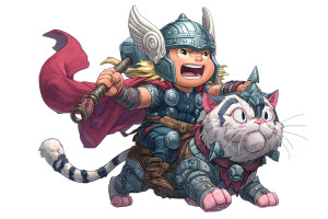 Chibi Thor Kitten Vinyl Car Decal Sticker – Waterproof & UV-Resistant 5.97333333333333