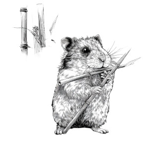 Hamster With Bamboo Vinyl Car Decal Sticker – Waterproof & UV-Resistant 3.4133333333333336"