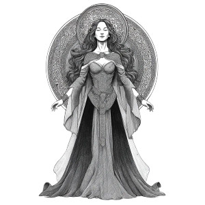 Goddess Brigid Illustration Vinyl Car Decal Sticker – Waterproof & UV-Resistant 3.4133333333333336"