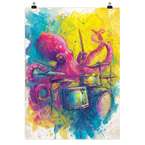 Colorful Drumming Octopus Vinyl Car Decal Sticker – Waterproof & UV-Resistant 6.826666666666667"