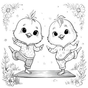 Kawaii Yoga Chicks Vinyl Car Decal Sticker – Waterproof & UV-Resistant 3.4133333333333336"
