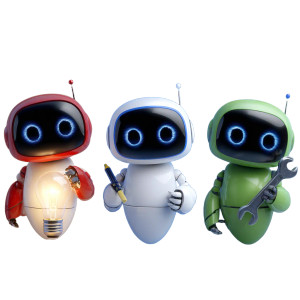 Cute Robot Triptych Vinyl Car Decal Sticker – Waterproof & UV-Resistant 3.4133333333333336"