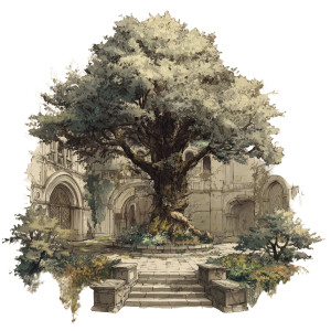 Gothic Garden Tree Vinyl Car Decal Sticker – Waterproof & UV-Resistant 3.4133333333333336"