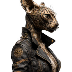 Bastet In Jacket Vinyl Car Decal Sticker – Waterproof & UV-Resistant 3.4133333333333336"