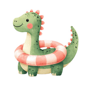 Smiling Dino Float Vinyl Car Decal Sticker – Waterproof & UV-Resistant 3.4133333333333336"