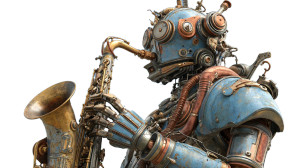 Steampunk Robot Musician Vinyl Car Decal Sticker – Waterproof & UV-Resistant 2.72" Steampunk Robot Musician Vinyl Car Decal Sticker – Waterproof & UV-Resistant 2.72"