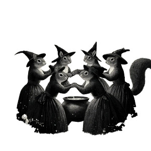 Witch Squirrels Gathering Vinyl Car Decal Sticker – Waterproof & UV-Resistant 3.4133333333333336"