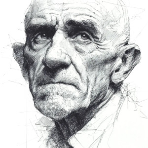 Expressive Elderly Sketch Vinyl Car Decal Sticker – Waterproof & UV-Resistant 3.4133333333333336"