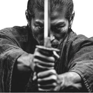 Samurai Sword Pose Vinyl Car Decal Sticker – Waterproof & UV-Resistant 3.4133333333333336"