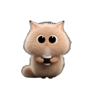 Fluffy Cat Coffee V2 Vinyl Car Decal Sticker – Waterproof & UV-Resistant 3.4133333333333336"