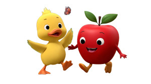 Dancing Duckling & Apple Vinyl Car Decal Sticker – Waterproof & UV-Resistant 2.72"