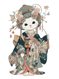 Kimono Kitten V2 Vinyl Car Decal Sticker – Waterproof & UV-Resistant 4.1066666666666665"