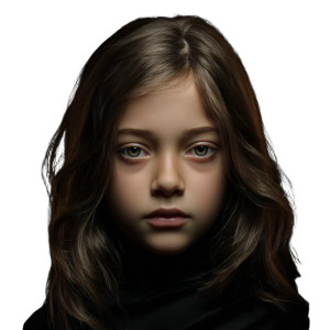 Solemn Young Girl Vinyl Car Decal Sticker – Waterproof & UV-Resistant 6.826666666666667"