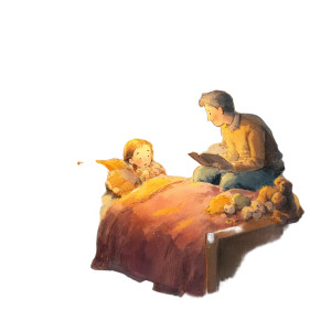 Bedtime Story Scene V2 Vinyl Car Decal Sticker – Waterproof & UV-Resistant 3.4133333333333336"