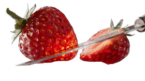 Sliced Translucent Strawberry Vinyl Car Decal Sticker – Waterproof & UV-Resistant 2.72"