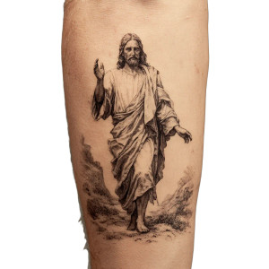 Jesus Tattoo Vinyl Car Decal Sticker – Waterproof & UV-Resistant 3.4133333333333336"