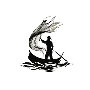 Fisherman Silhouette Logo Vinyl Car Decal Sticker – Waterproof & UV-Resistant 3.4133333333333336"