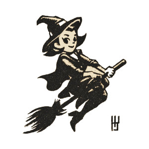 Vintage Cartoon Witch Vinyl Car Decal Sticker – Waterproof & UV-Resistant 6.826666666666667"