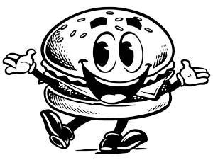 Happy Hamburger Mascot Vinyl Car Decal Sticker – Waterproof & UV-Resistant 6.1866666666666665"
