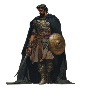 Golden Scimitar Warrior Vinyl Car Decal Sticker – Waterproof & UV-Resistant 3.4133333333333336"