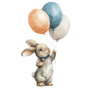 Bunny With Balloons Vinyl Car Decal Sticker – Waterproof & UV-Resistant 3.4133333333333336"