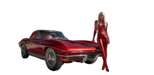 Blonde With Corvette Vinyl Car Decal Sticker – Waterproof & UV-Resistant 2.56"