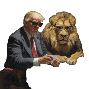 Trump Vs Lion Poker Vinyl Car Decal Sticker – Waterproof & UV-Resistant 6.826666666666667"