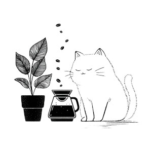 Minimalist Cat Coffee Vinyl Car Decal Sticker – Waterproof & UV-Resistant 6.826666666666667"