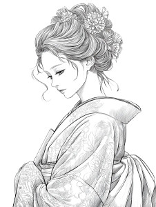 Graceful Kimono Woman V6 Vinyl Car Decal Sticker – Waterproof & UV-Resistant 8.213333333333333"