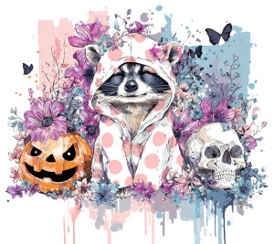 Whimsical Halloween Raccoon V2 Vinyl Car Decal Sticker – Waterproof & UV-Resistant 3.4133333333333336"