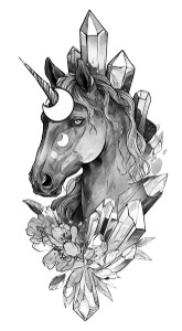 Unicorn Moon Tattoo Vinyl Car Decal Sticker – Waterproof & UV-Resistant 4.96"