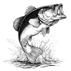 Jumping Bass Fish V2 Vinyl Car Decal Sticker – Waterproof & UV-Resistant 3.4133333333333336"