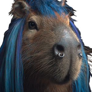 Blue-Haired Capibara Vinyl Car Decal Sticker – Waterproof & UV-Resistant 3.4133333333333336"
