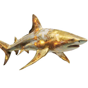 Golden Shark Vinyl Car Decal Sticker – Waterproof & UV-Resistant 3.4133333333333336"