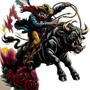 Cowboy Bull Ride Vinyl Car Decal Sticker – Waterproof & UV-Resistant 6.826666666666667"