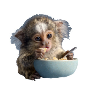 Baby Marmoset Eating Vinyl Car Decal Sticker – Waterproof & UV-Resistant 3.4133333333333336"