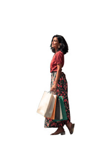 Mauritian Woman Shopping Vinyl Car Decal Sticker – Waterproof & UV-Resistant 8.213333333333333"
