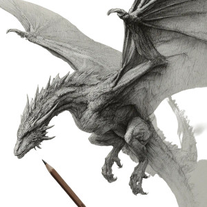 Flying Dragon Drawing V2 Vinyl Car Decal Sticker – Waterproof & UV-Resistant 3.4133333333333336"