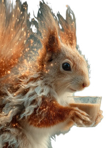 Energized Coffee Squirrel Vinyl Car Decal Sticker – Waterproof & UV-Resistant 8.213333333333333"