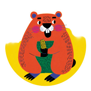 Cute Beaver Eating Corn Vinyl Car Decal Sticker – Waterproof & UV-Resistant 3.4133333333333336"