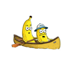 Banana Canoe Duo Vinyl Car Decal Sticker – Waterproof & UV-Resistant 3.4133333333333336"