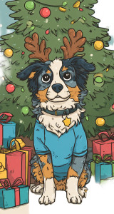 Festive Aussie Shepherd V2 Vinyl Car Decal Sticker – Waterproof & UV-Resistant 5.01333333333333