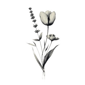 Simple Flower Bouquet V2 Vinyl Car Decal Sticker – Waterproof & UV-Resistant 3.4133333333333336"