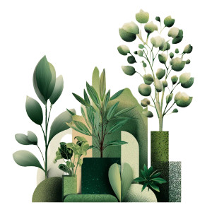 Art Deco Plants Vinyl Car Decal Sticker – Waterproof & UV-Resistant 3.4133333333333336"