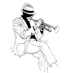 Jazz Trumpet Player V4 Vinyl Car Decal Sticker – Waterproof & UV-Resistant 6.826666666666667"