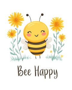 Bee Happy Vinyl Car Decal Sticker – Waterproof & UV-Resistant 8.0"