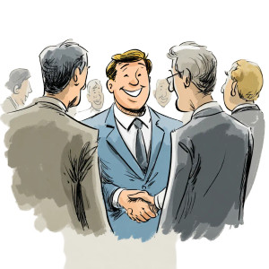 Happy Businessman Greeting Vinyl Car Decal Sticker – Waterproof & UV-Resistant 3.4133333333333336"