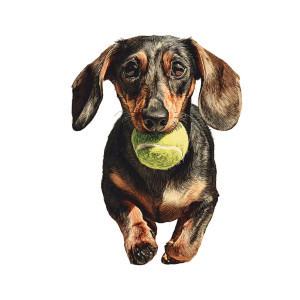 Dachshund With Ball Vinyl Car Decal Sticker – Waterproof & UV-Resistant 6.826666666666667"