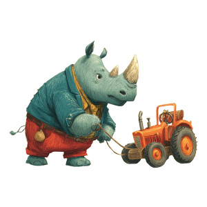 Colorful Cartoon Rhino Vinyl Car Decal Sticker – Waterproof & UV-Resistant 3.4133333333333336"
